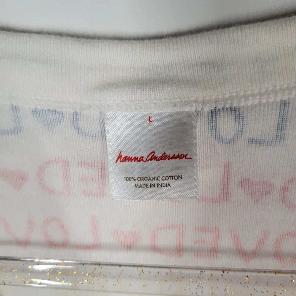HANNA ANDERSSON Rainbow Loved Heart Long Sleeve Shirt PJ Pajama Top Women Size L - Picture 2 of 4
